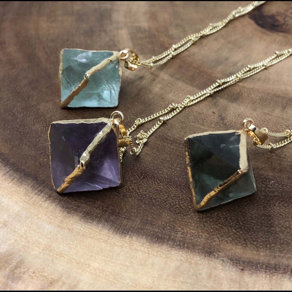 14k Gold Fluorite Crystal Necklace